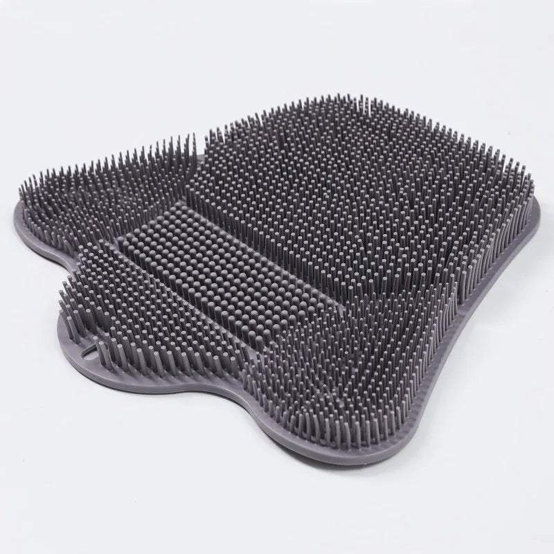 Blue silicone bath massage mat measuring 31cm by 32cm with textured surface