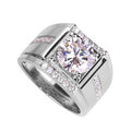 Adjustable open mouth men's ring with a diamond-shaped geometric design in a choice of metallic finishes.