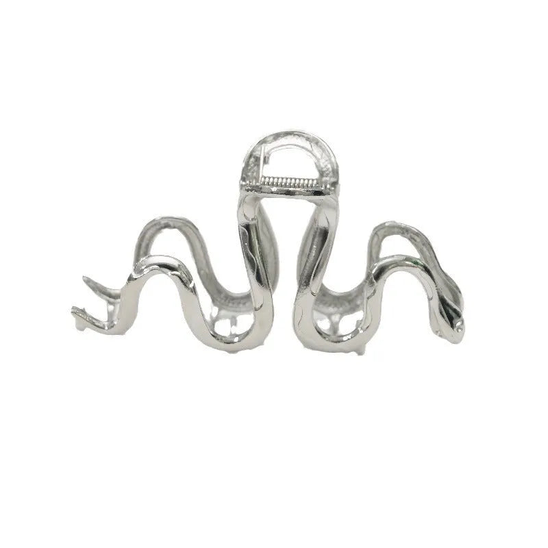 Slytherin serpentine snake design metal hair clip 10.5cm silver gun black electroplated finish