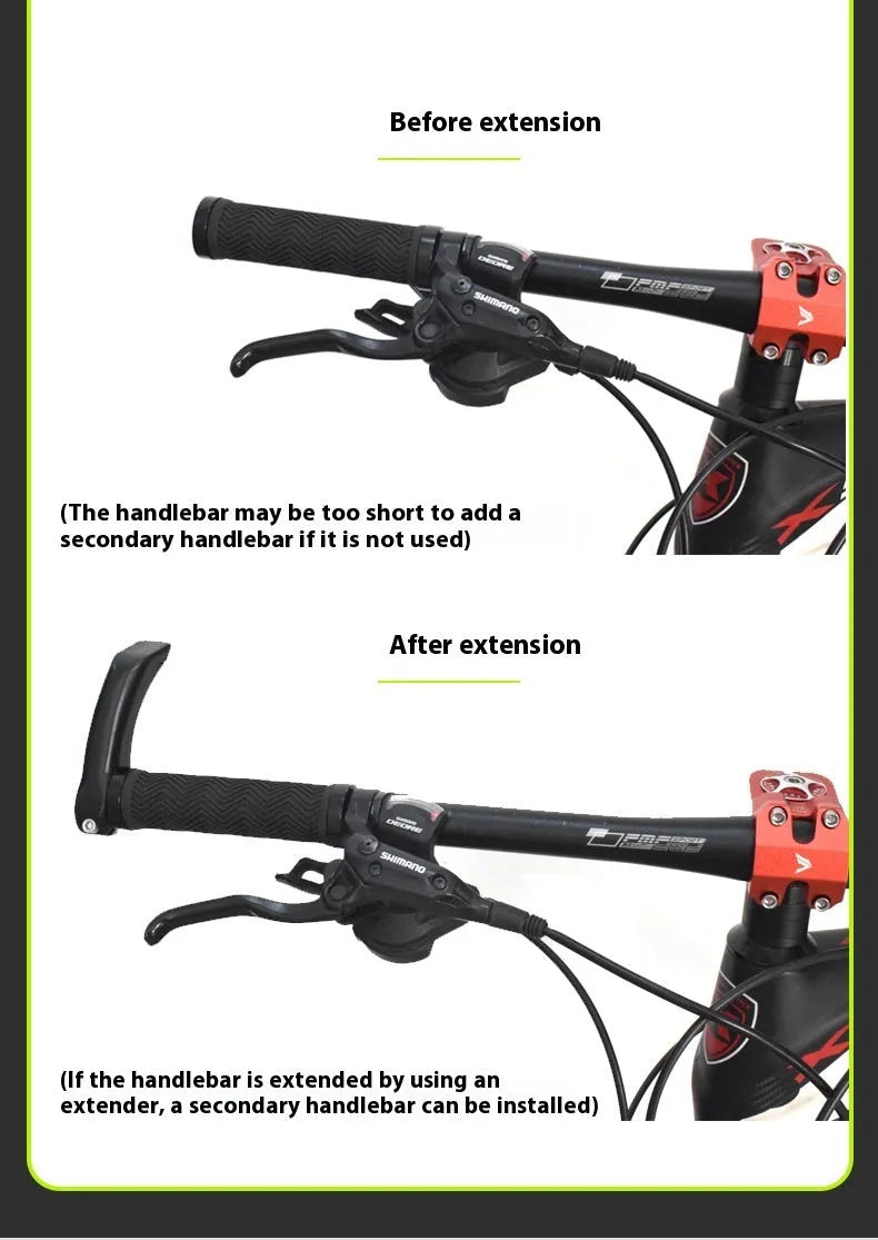 Silver aluminium alloy bicycle handlebar extension rod showing folding mechanism and adjustable length