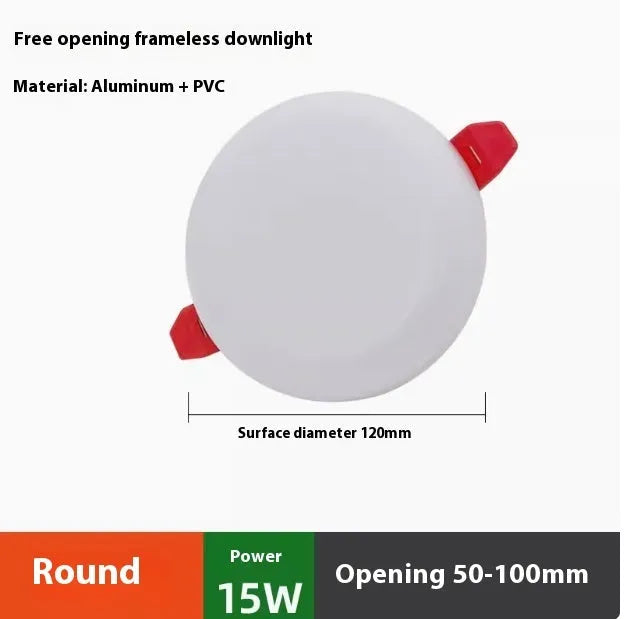 Ultra-thin aluminium LED panel ceiling light showing circle and square shape options