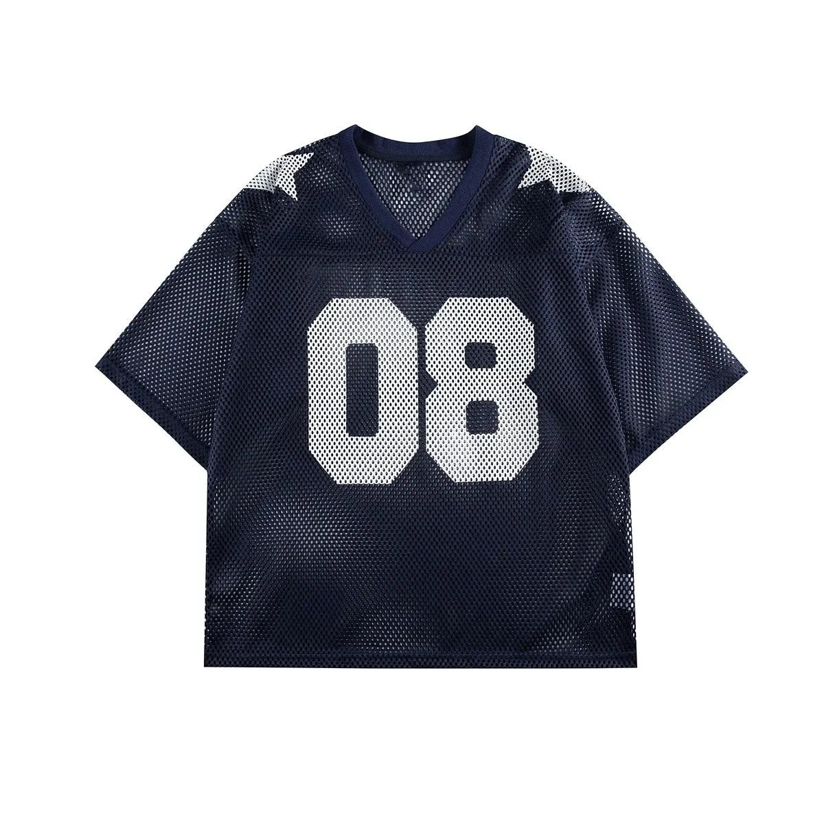 Loose fit half sleeve pullover shirt with letter print pattern in black or navy blue.