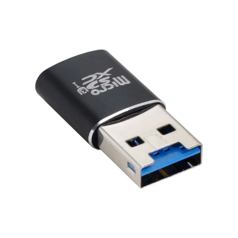 Black USB 3.0 micro SD memory card reader for SDXC cards up to 2TB capacity.