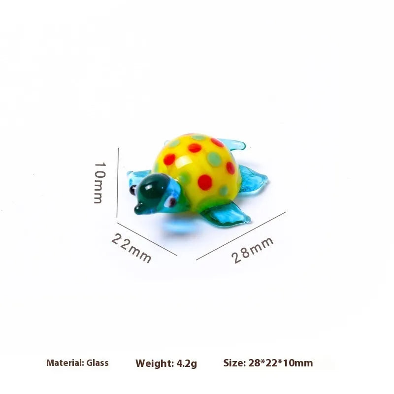 Set of six geometric glass turtle desktop decorations in assorted colour combinations