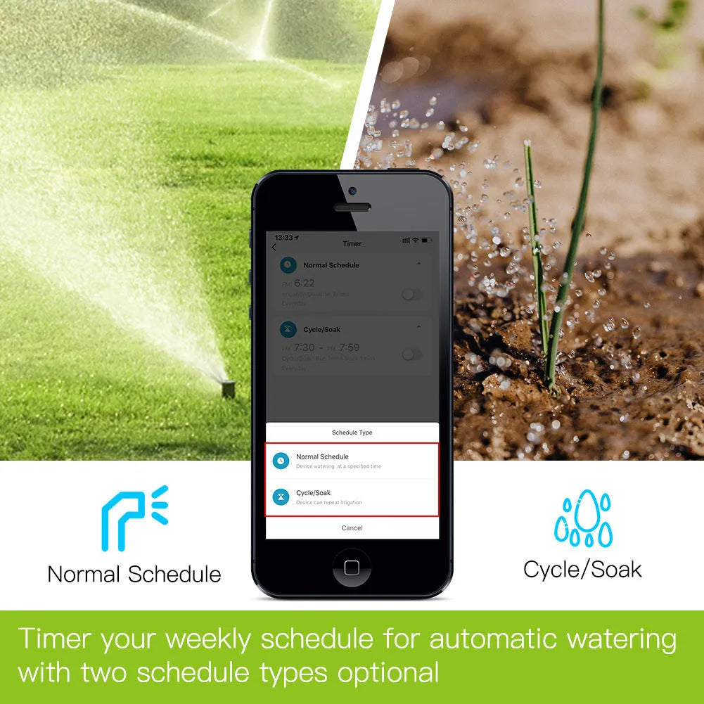 Bluetooth smart garden sprinkler timer with smartphone app control for remote watering schedules