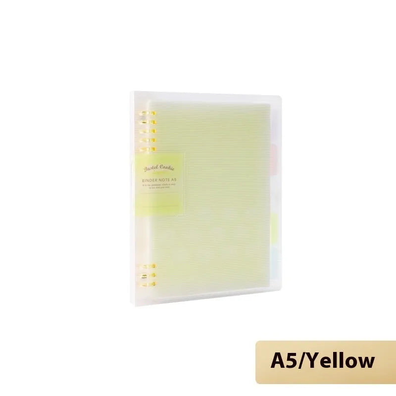 Refillable B5 spiral notebook with coloured PP cover and loose-leaf paper