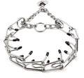 Stainless steel dog training collar with round links and comfort rubber tips