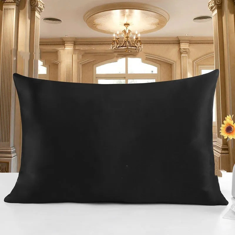 19 M double-sided silk pillowcase shown in apricot colour, lying flat to show envelope closure.
