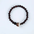Rosewood double-ring bracelet with floral design measuring 10mm