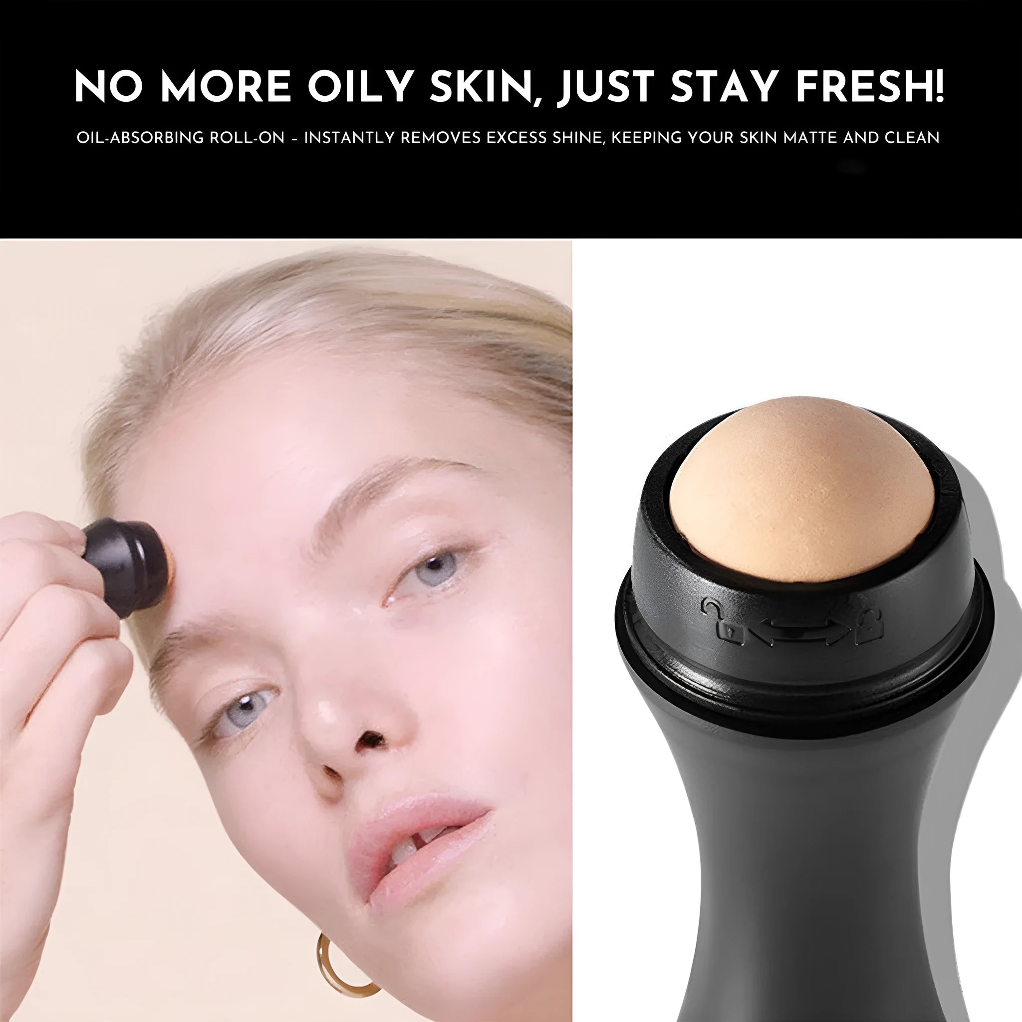 Portable volcanic stone facial roller for oily skin control in black, green, pink, or white