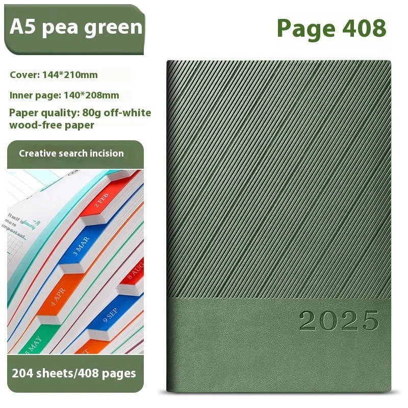 A4 office notepad with striped PU leather cover showing eight colour options