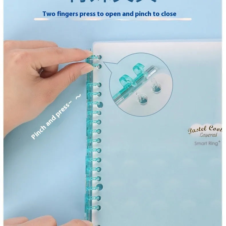 Refillable B5 spiral notebook with coloured PP cover and loose-leaf paper