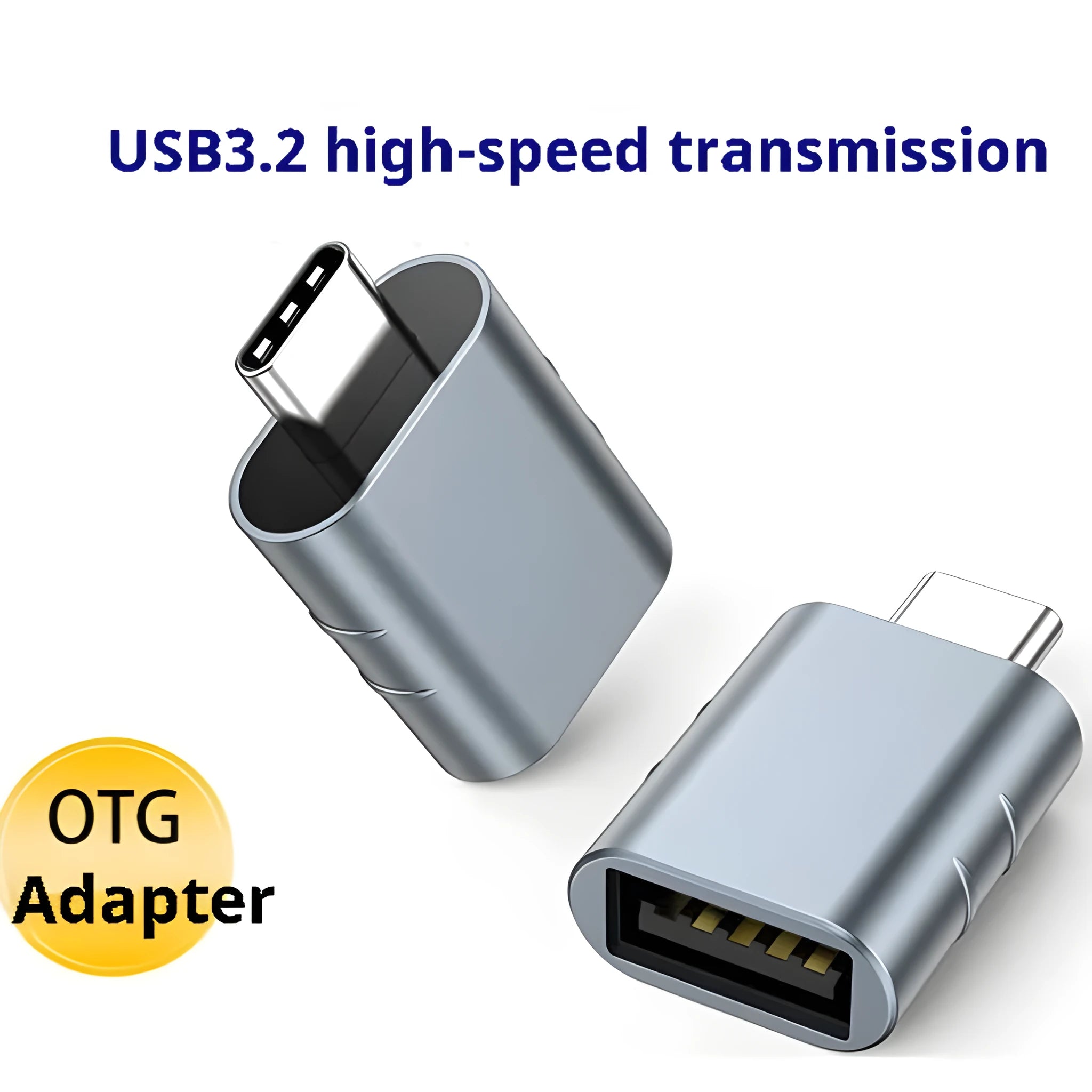 USB-C to USB-A adapter converter in metallic finish with zinc alloy shell
