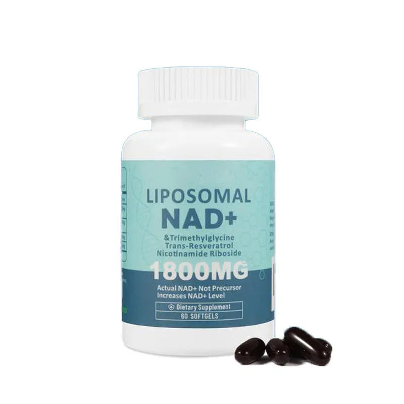 Bottle of NMN nicotinamide mononucleotide anti-ageing gel capsules.