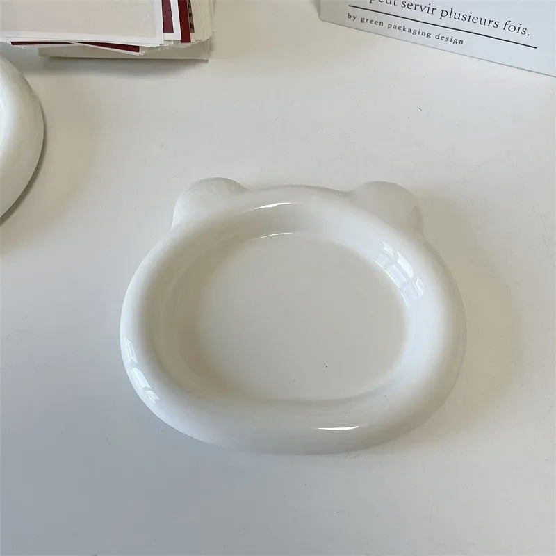 White round porcelain plate with black bear doodle design available in 15cm and 20cm sizes
