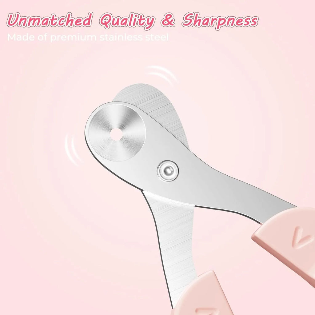 Blue pet nail clipper with positioning hole and non-slip handle for safe trimming
