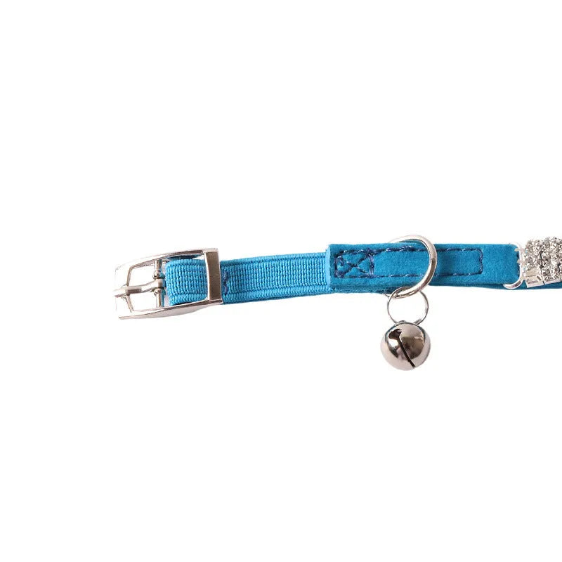 Flannel gang drill cat collar with elastic buckle in multiple colour options