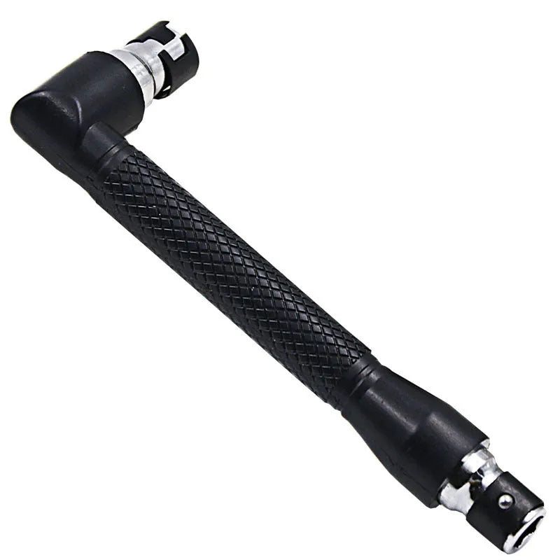 45# steel L-type double-headed socket wrench with 10 screwdriver bits arranged beside it