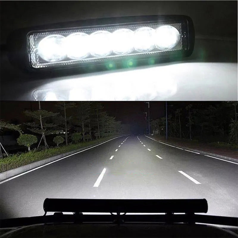 Black automotive auxiliary LED light with die-cast aluminium housing and bracket mounting