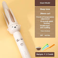Beige anion automatic hair curler with UK plug on a styling wand.