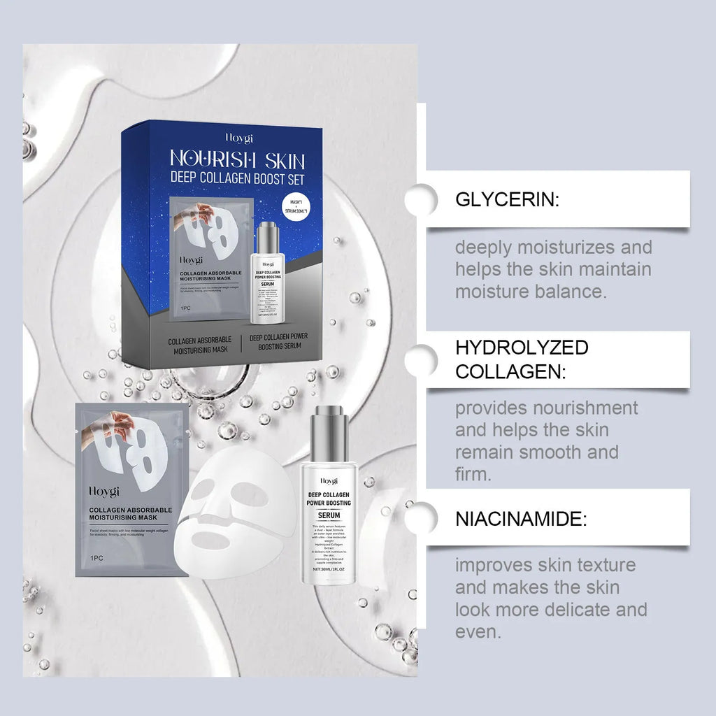 Collagen moisturising suit facial mask essence kit with 30ml bottle and a face mask