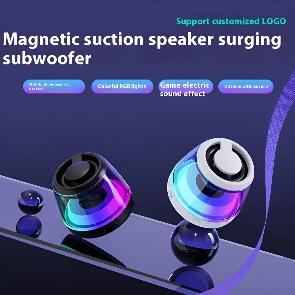 Portable magnetic Bluetooth speaker with ambience light in black or white colour