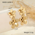 Gold flower butterfly stainless steel earrings for women with 18K electroplating