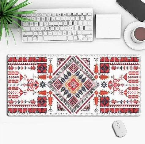 Anime design gaming mouse pad with non-slip rubber base shown on a desk