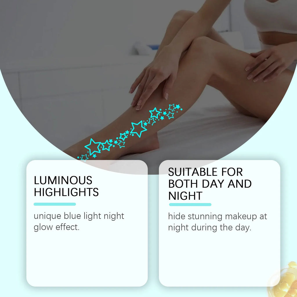 Luminous tattoo stickers 2-piece set with paste formula containing glycerin aloe soybean oil iron oxide