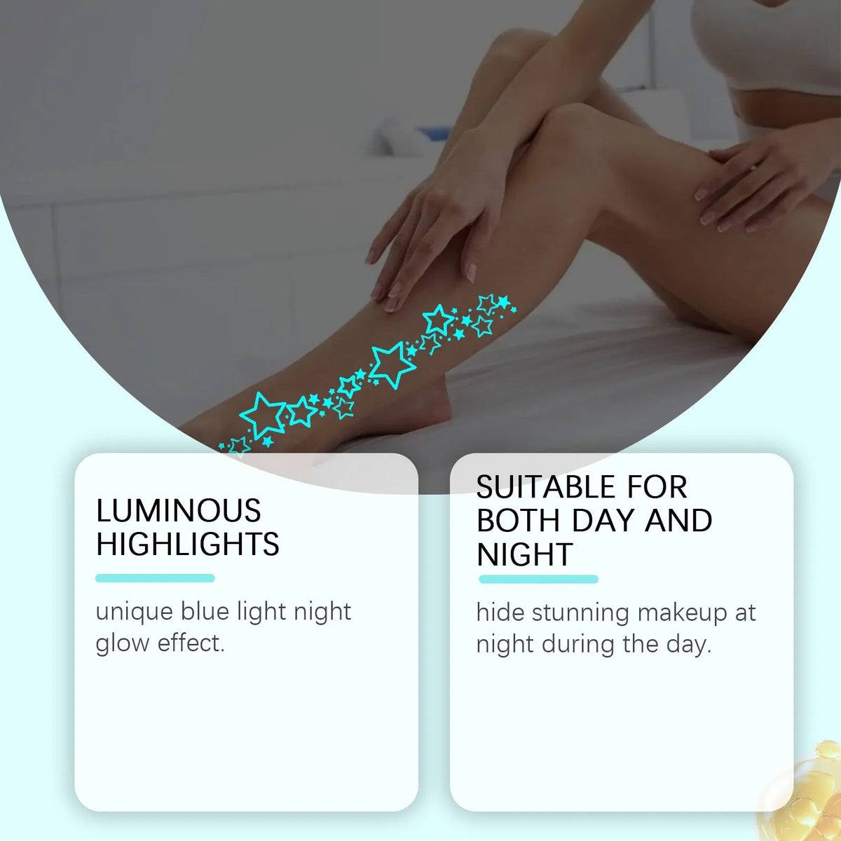 Luminous tattoo stickers 2-piece set with paste formula containing glycerin aloe soybean oil iron oxide