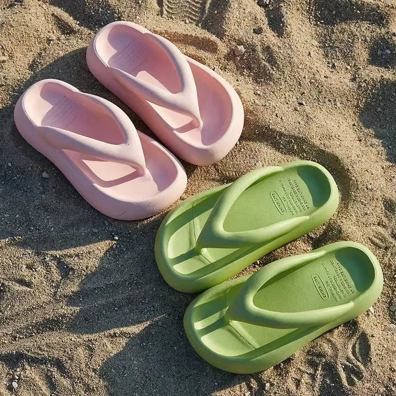 EVA thick-soled flip-flops with bow decoration in five colour options