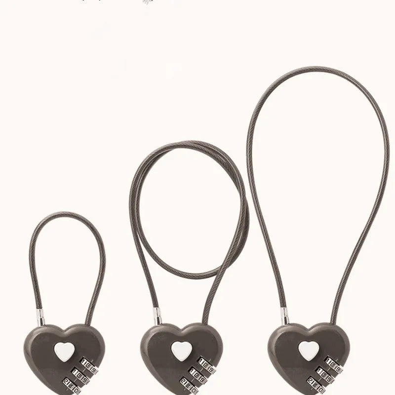 Peach Heart ABS plastic wire rope love lock with steel cable in modern design