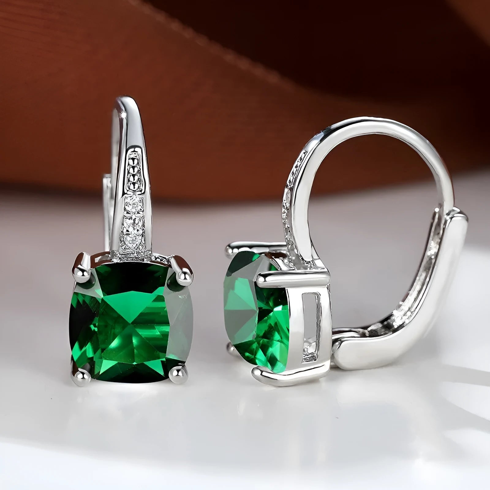 Square zircon geometric ear hooks with Korean fashion design in multiple colour options
