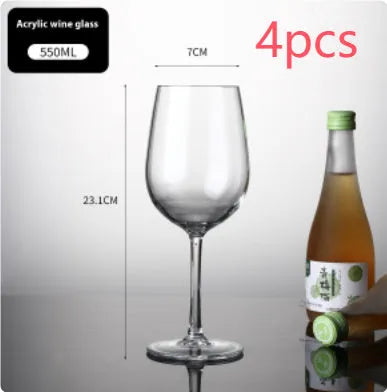 Drop-resistant PC Acrylic wine glass in modern simplicity style available in 300ml and 550ml capacities for party catering.