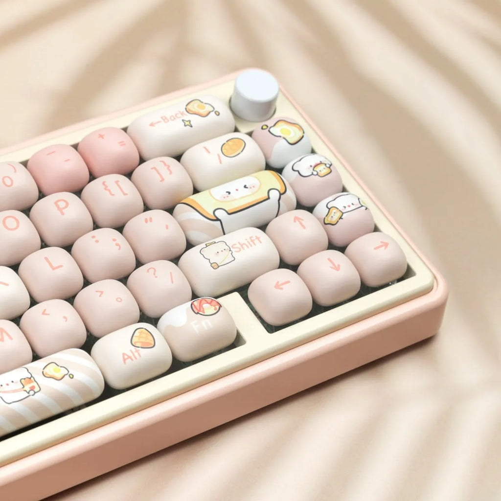 MOG profile PBT keycap set with steamed bread design and bread bear thermal sublimation print