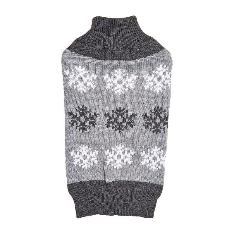 Brown and grey snowflake pattern dog sweater for Christmas and winter holidays