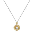 925 silver sunflower necklace with geometric pendant and cross chain, adjustable length
