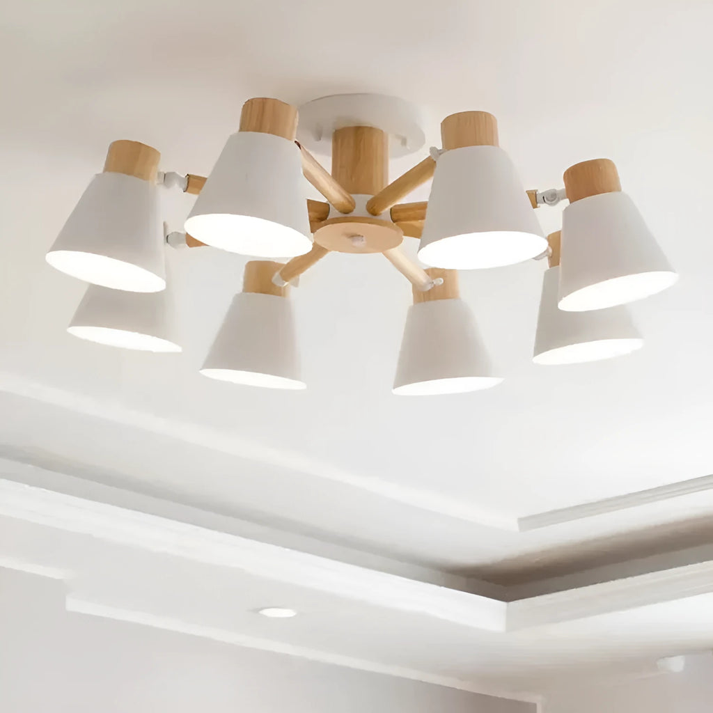 Nordic macaron design ceiling pendant lamp with ironwood construction