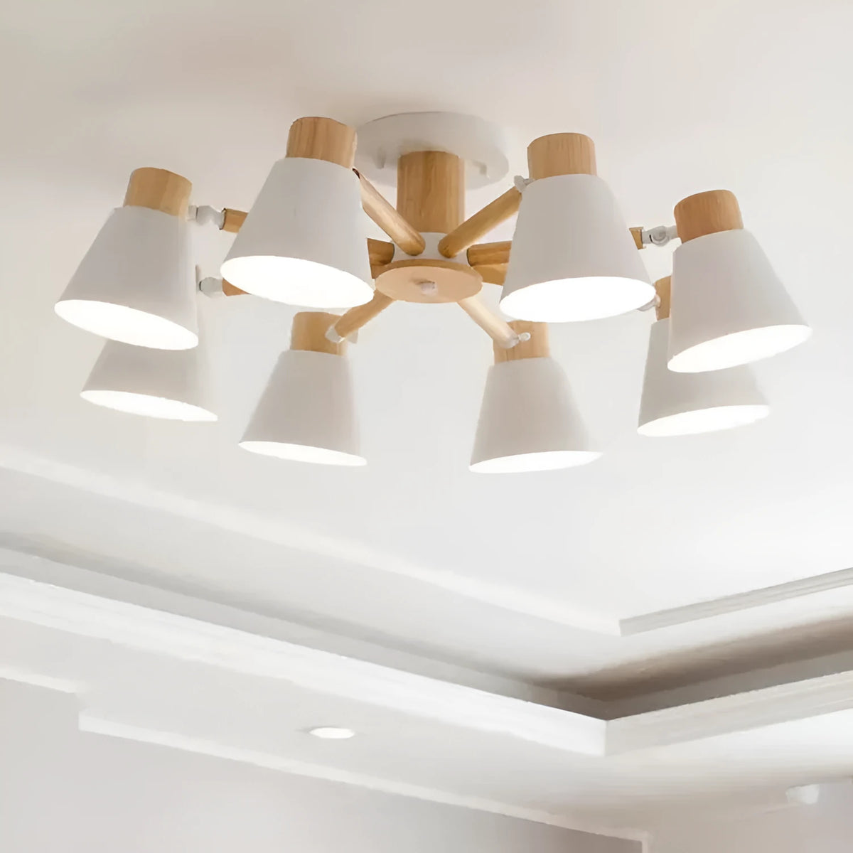 Nordic macaron design ceiling pendant lamp with ironwood construction