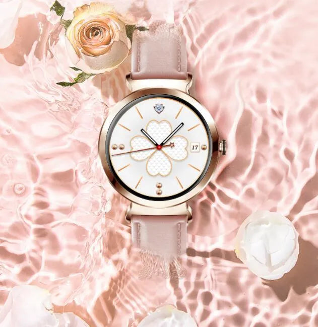 Zinc alloy smart bracelet watch with 1.28 inch screen in gold, green, pink, red, silver or silver steel colours
