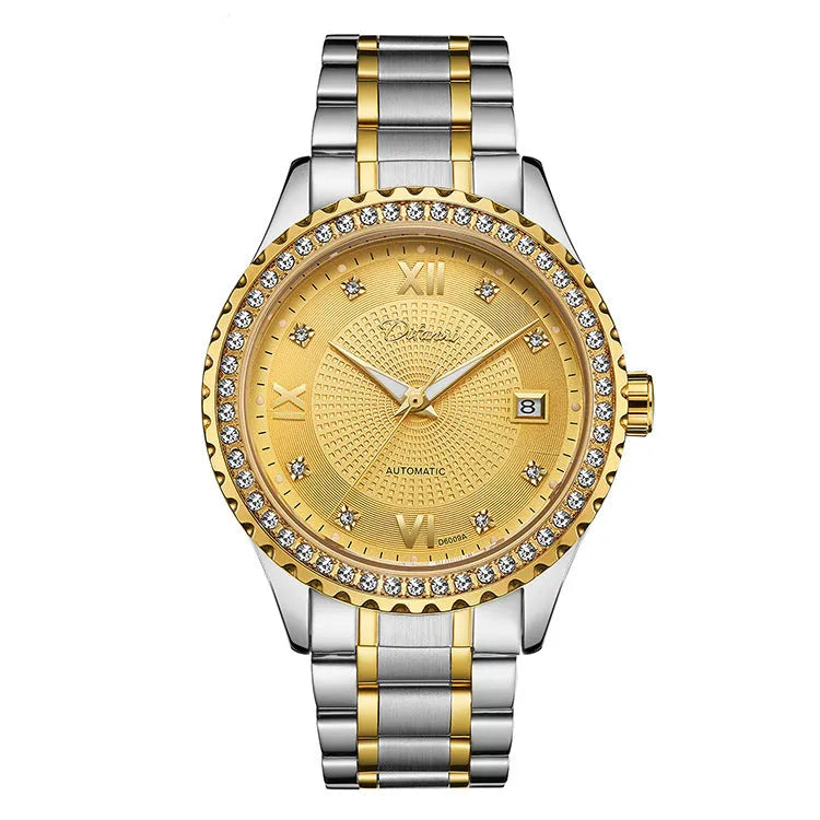 Fashionmonger men's waterproof automatic mechanical watch with luminous dial in gold and silver case options