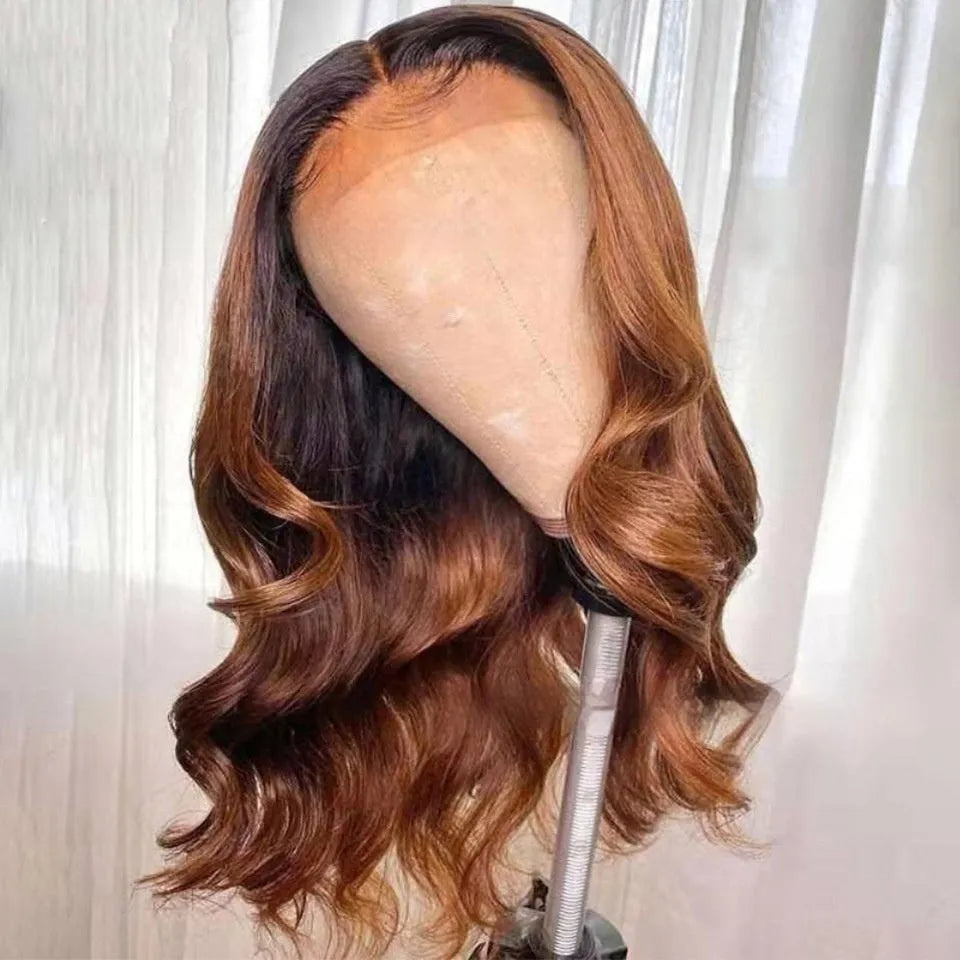 A Ruili style gradient wig made from real human hair on a mannequin head, showcasing the lace front construction.
