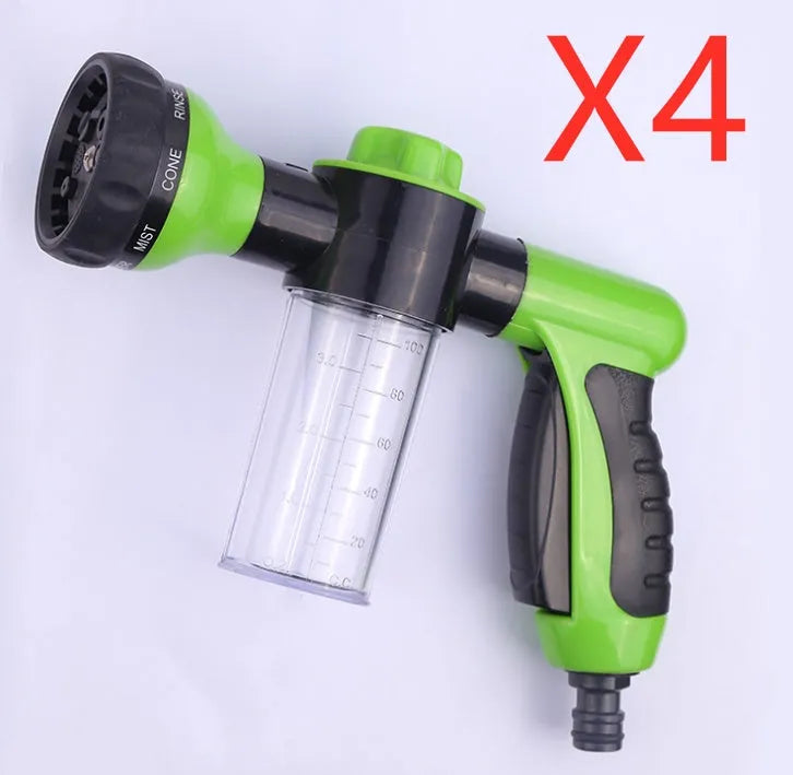 Green high pressure foam spray gun with adjustable nozzle for car washing and garden cleaning