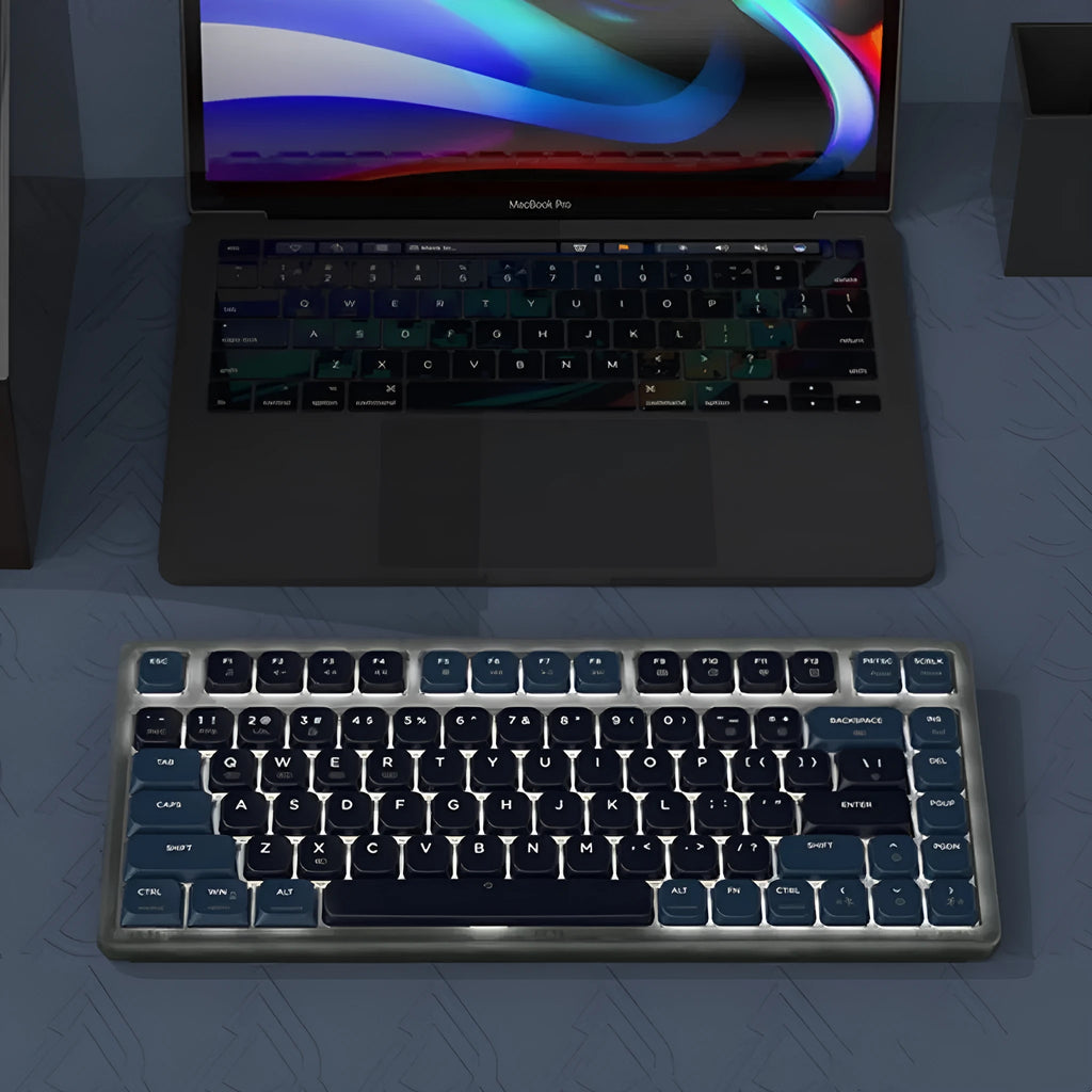 AJAZZ AK832PRO three-mode mechanical keyboard with colour screen, shown in green colourway.