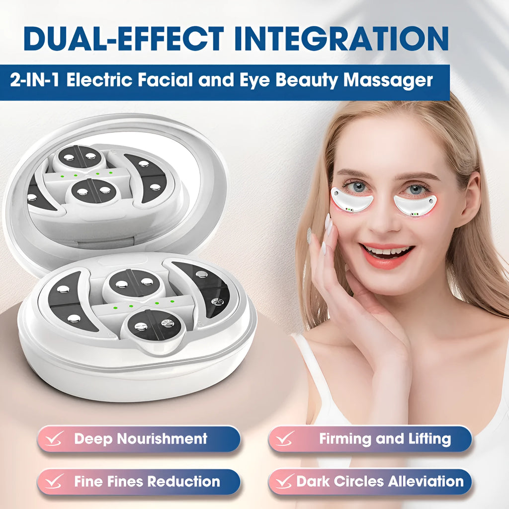 White red light EMS eye and facial massager device for dark circle treatment