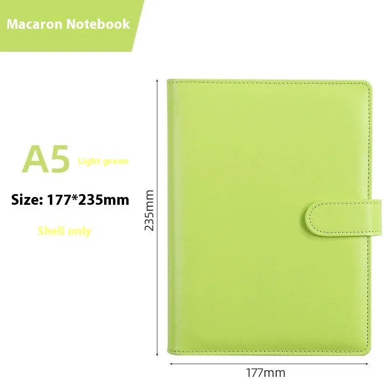 A5 solid colour PU leather notebook shell with zipper closure shown in pink