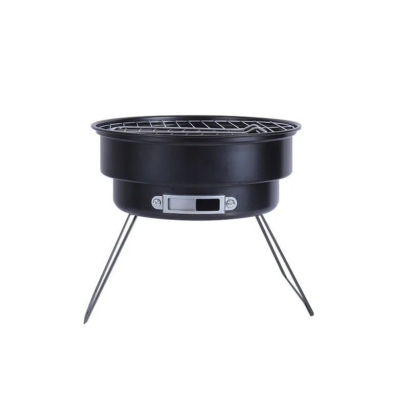 Small folding round ice stove grill set for 1-2 people with mesh and packaging.