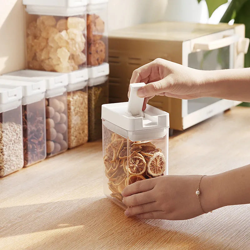 White transparent plastic 400ml Japanese-style grain storage container for kitchen organisation