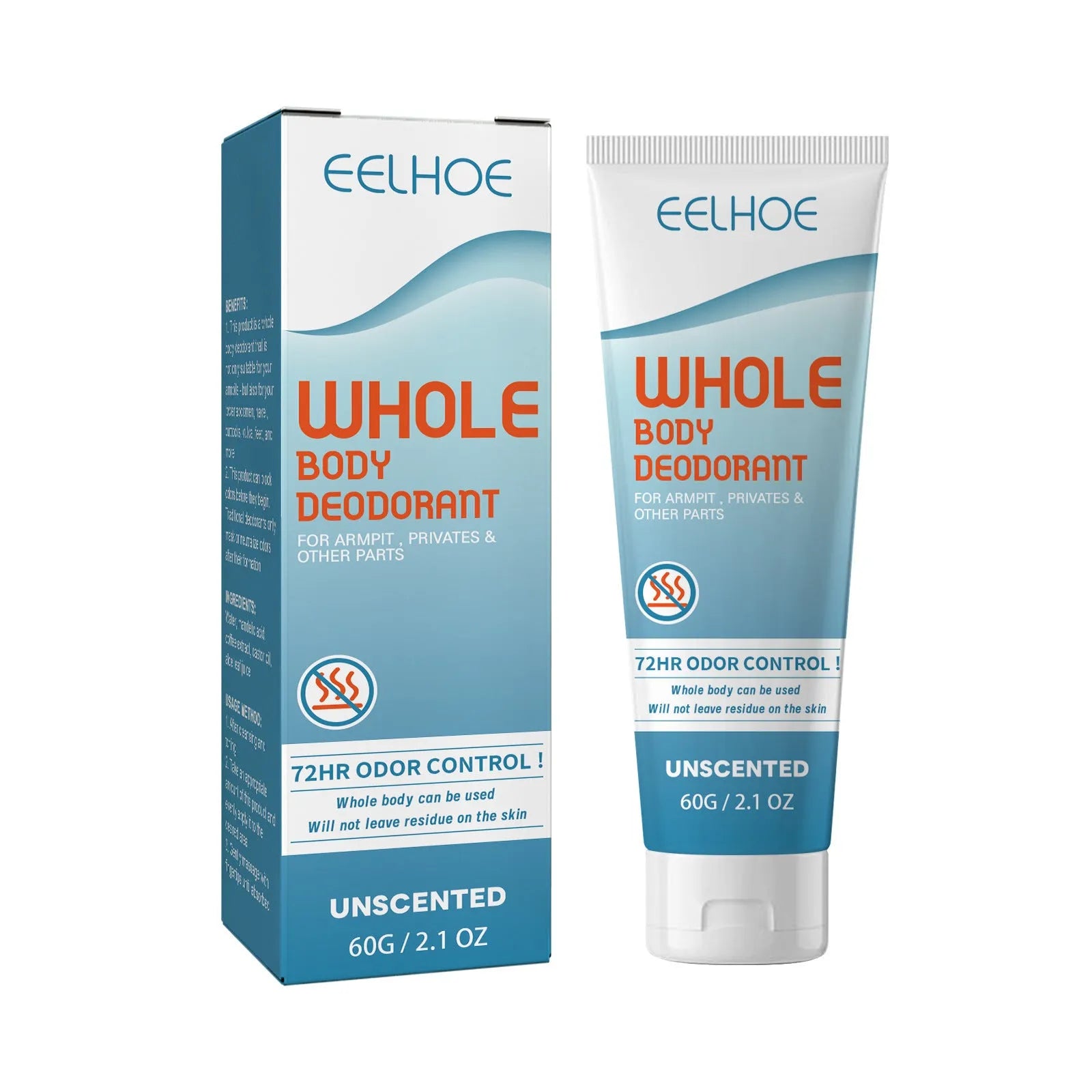 EELHOE 60g body deodorant cream tube with natural botanical extracts