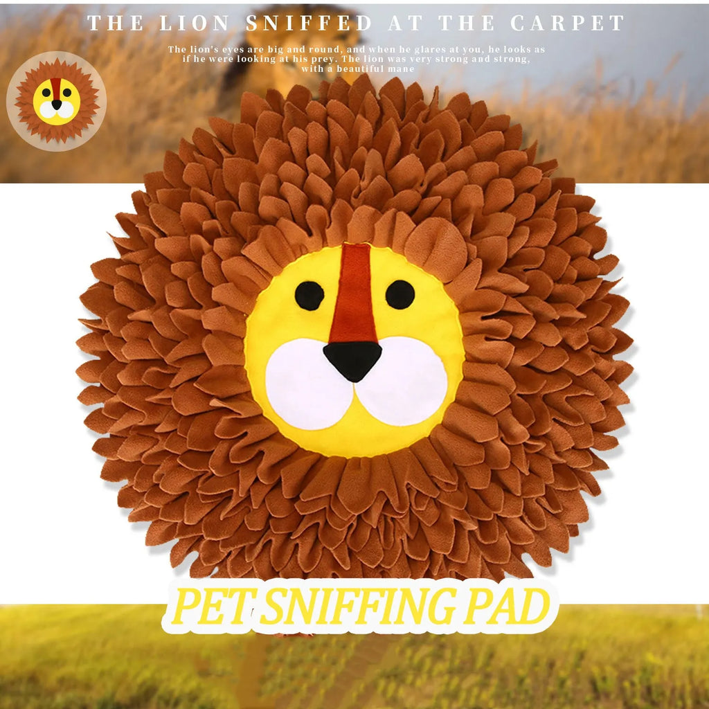 Brown fleece dog snuffle mat with removable compartments for hiding food